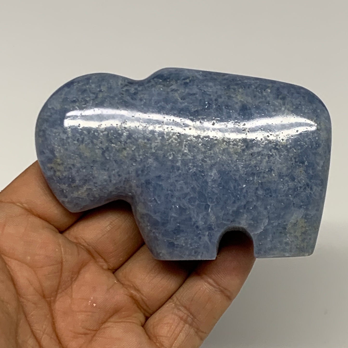 162.8g, 3.4"x2.2"x0.9" Natural Blue Calcite Buffalo Polished @Madagascar,B22870