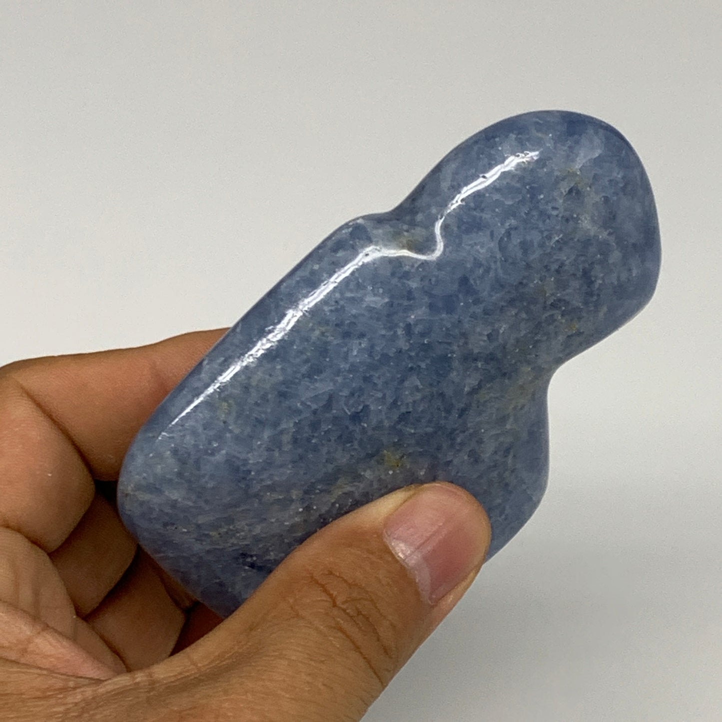162.8g, 3.4"x2.2"x0.9" Natural Blue Calcite Buffalo Polished @Madagascar,B22870
