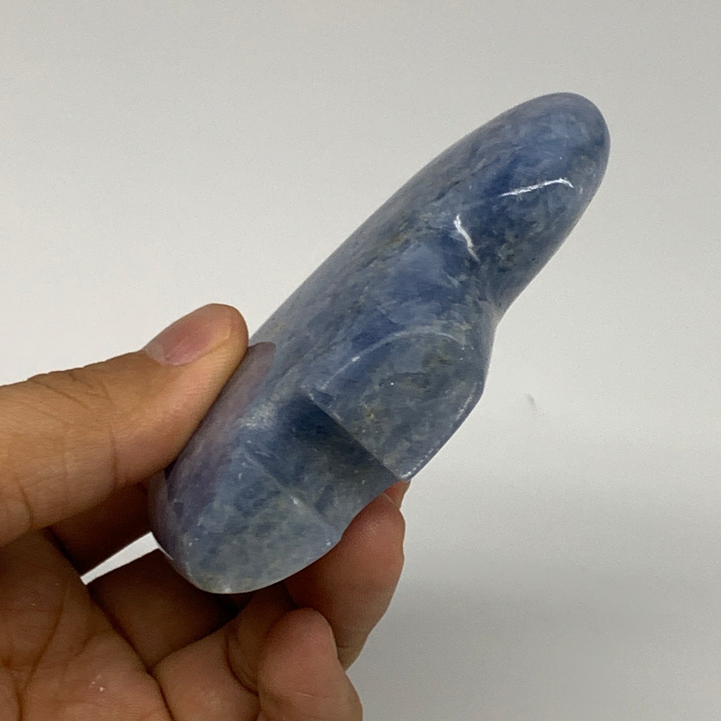 162.8g, 3.4"x2.2"x0.9" Natural Blue Calcite Buffalo Polished @Madagascar,B22870