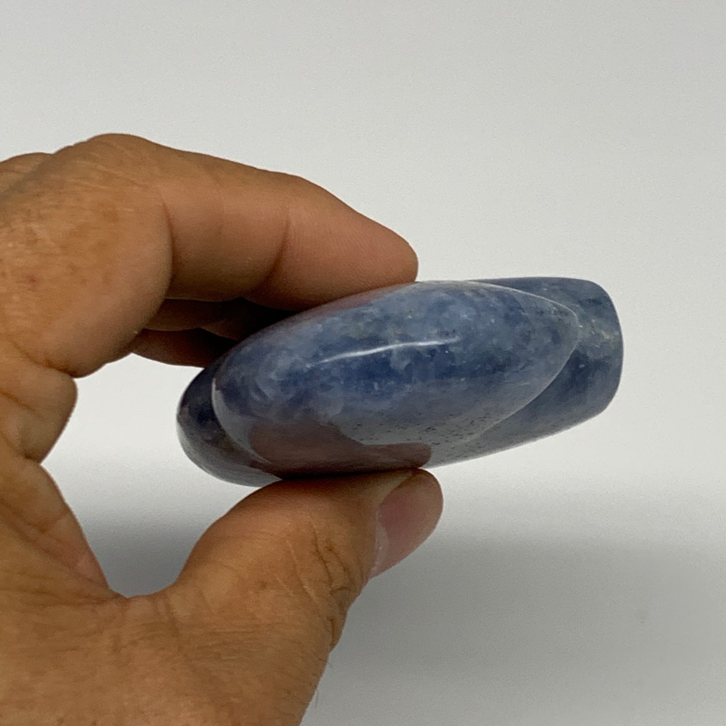 162.8g, 3.4"x2.2"x0.9" Natural Blue Calcite Buffalo Polished @Madagascar,B22870