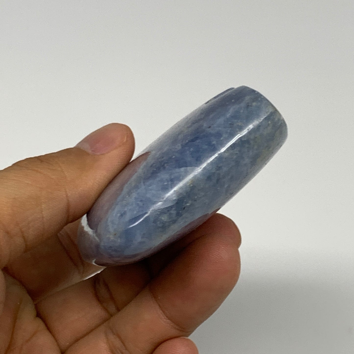 162.8g, 3.4"x2.2"x0.9" Natural Blue Calcite Buffalo Polished @Madagascar,B22870