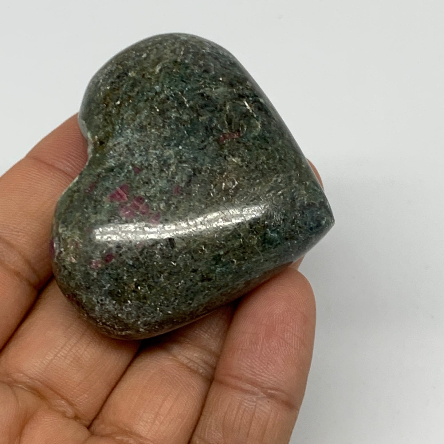 90.3g, 1.7"x2.1"x0.9", Ruby Kyanite Heart Small Polished Healing Crystal, B22069