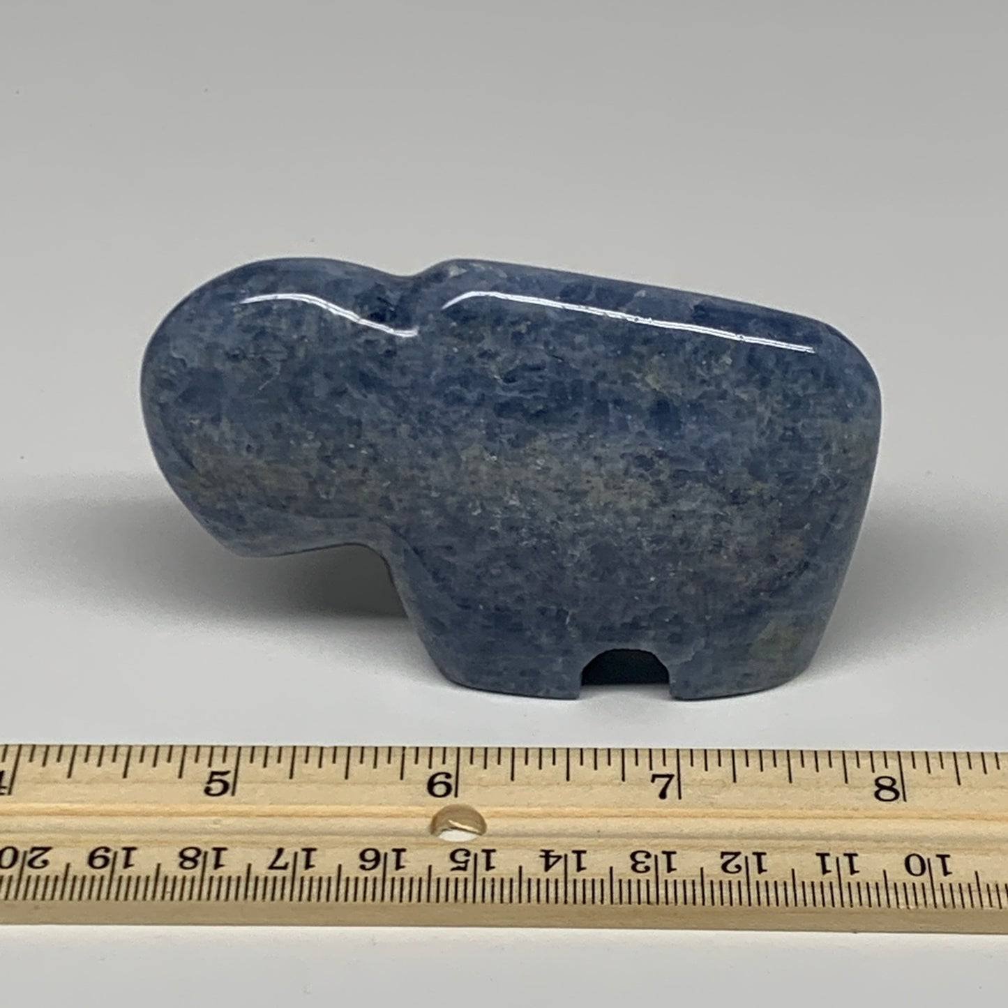 162.8g, 3.4"x2.2"x0.9" Natural Blue Calcite Buffalo Polished @Madagascar,B22870