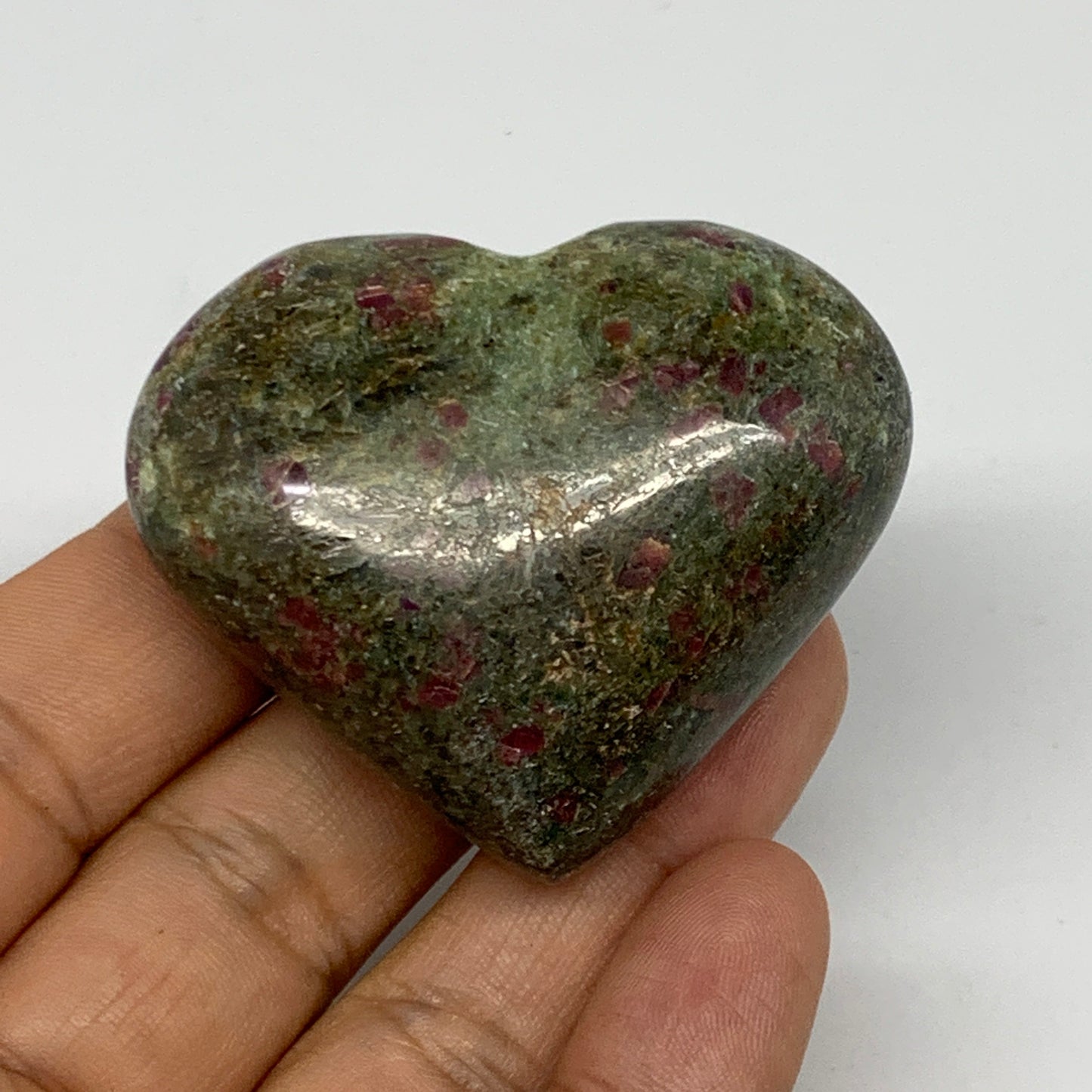 90.3g, 1.7"x2.1"x0.9", Ruby Kyanite Heart Small Polished Healing Crystal, B22069