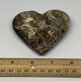 142.5g,2.9"x3.3"x0.7" Natural Chocolate Gray Onyx Heart Polished @Morocco,B18802
