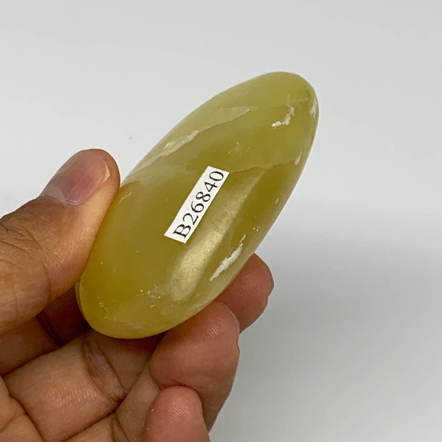 120.2g, 2.2"x2.5"x0.9" Lemon Calcite Heart Crystal Gemstones @Afghanistan,B26840