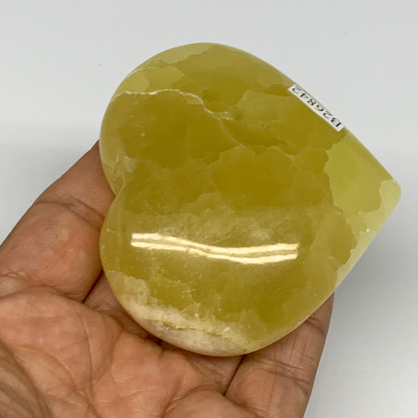 172.2g, 2.5"x2.8"x1" Lemon Calcite Heart Crystal Gemstones @Afghanistan,B26842