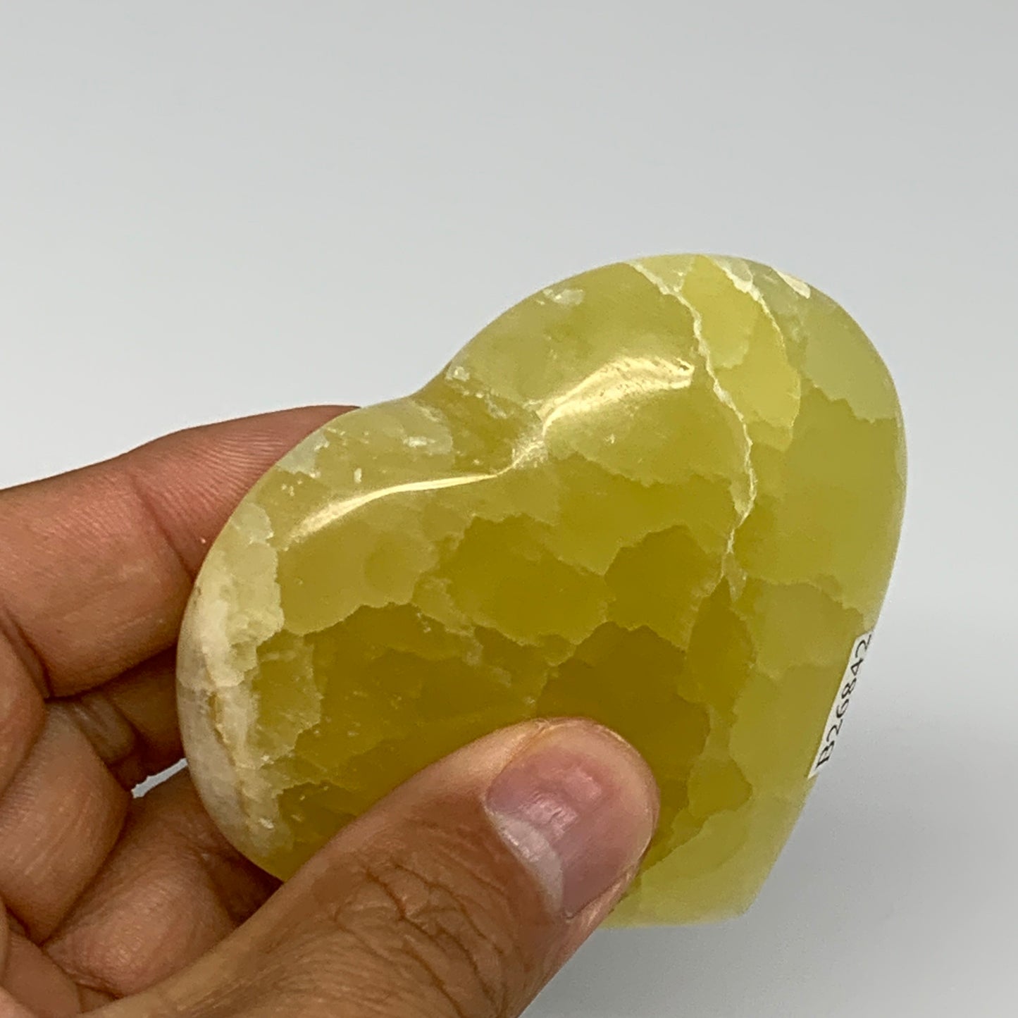 172.2g, 2.5"x2.8"x1" Lemon Calcite Heart Crystal Gemstones @Afghanistan,B26842