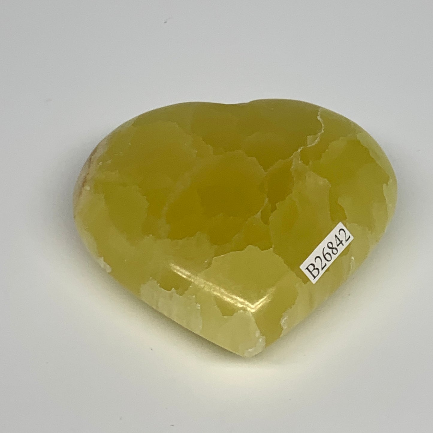 172.2g, 2.5"x2.8"x1" Lemon Calcite Heart Crystal Gemstones @Afghanistan,B26842