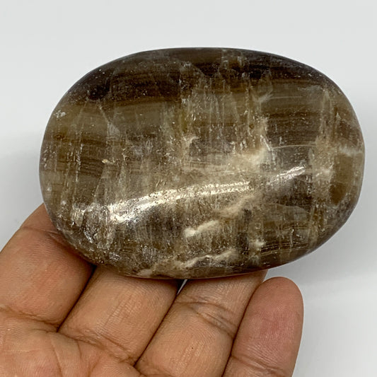 162.5g, 2.9"x2.1"x0.9", Honey Calcite Palm-Stone Reiki @Afghanistan, B14891