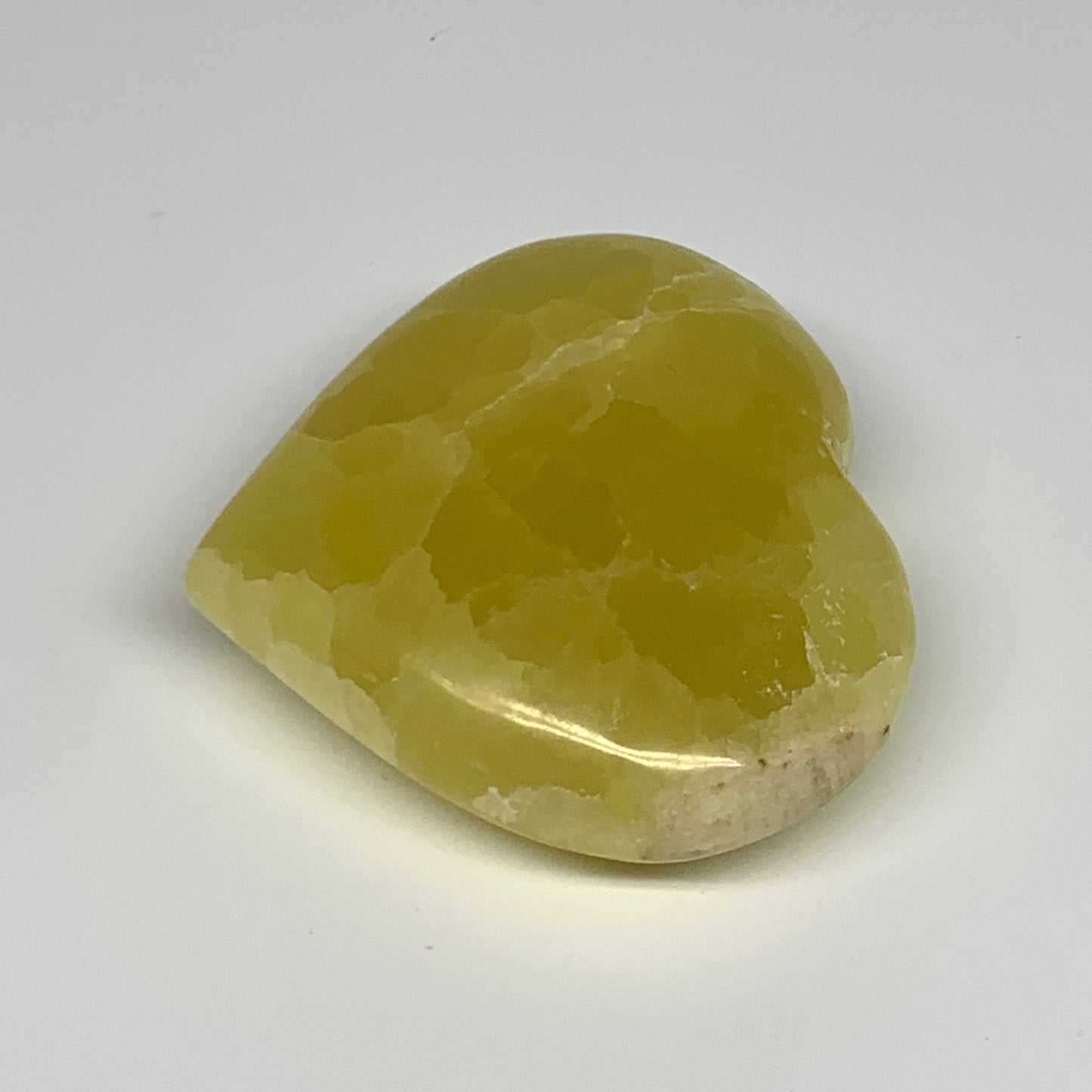 172.2g, 2.5"x2.8"x1" Lemon Calcite Heart Crystal Gemstones @Afghanistan,B26842