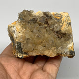 249.5g, 2.9"x2.6"x2", Chalcopyrite Cluster On Fluorite Mineral Specimen,B10725