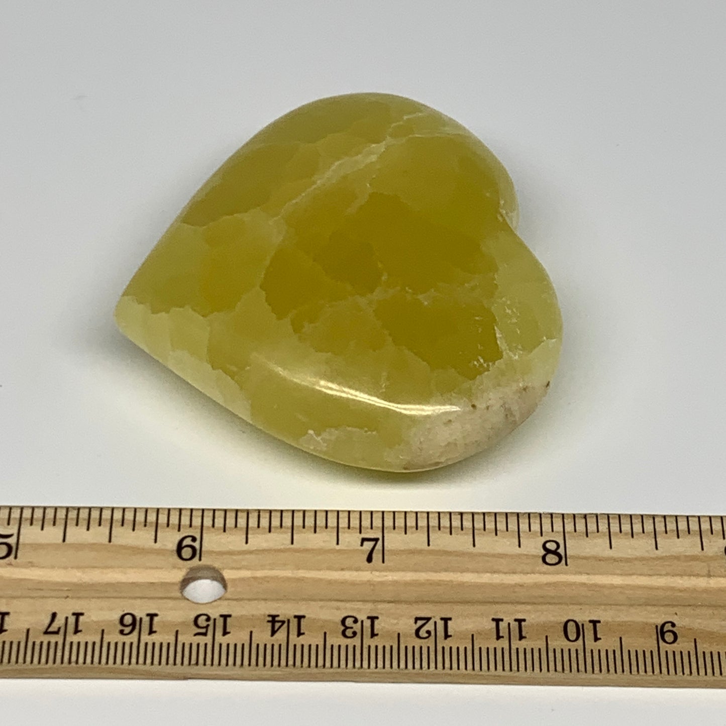 172.2g, 2.5"x2.8"x1" Lemon Calcite Heart Crystal Gemstones @Afghanistan,B26842
