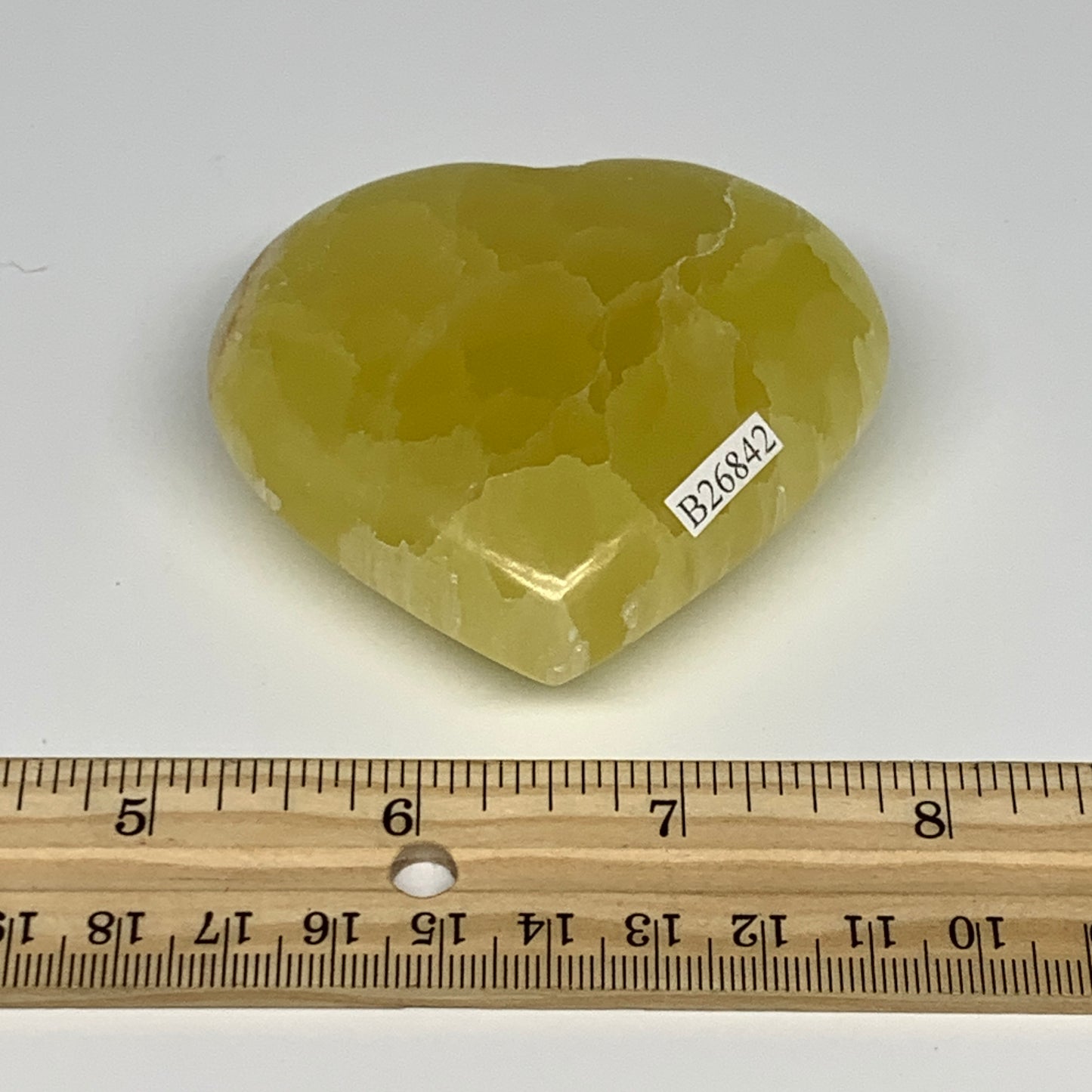172.2g, 2.5"x2.8"x1" Lemon Calcite Heart Crystal Gemstones @Afghanistan,B26842