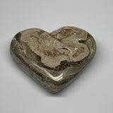 183.8g,2.7"x3.3"x1" Natural Chocolate Gray Onyx Heart Polished @Morocco,B18806