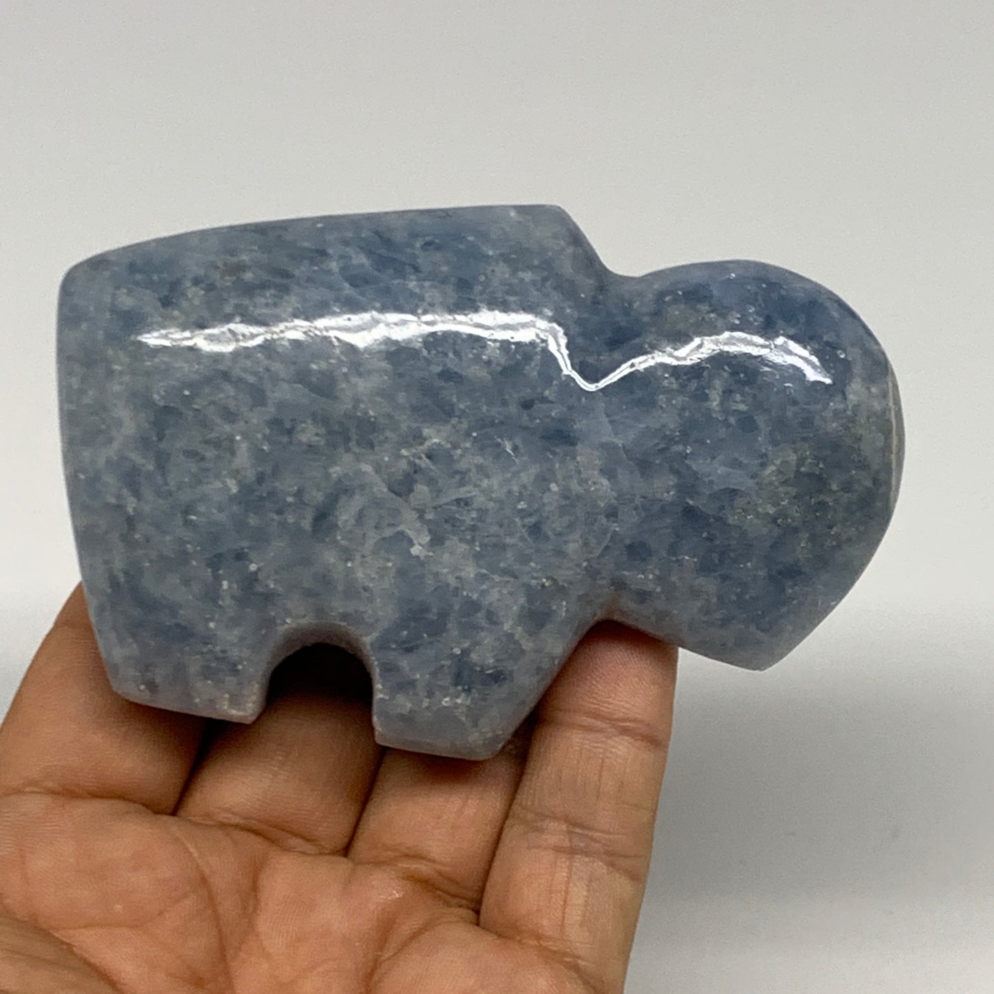 208.9g, 3.5"x2.4"x1" Natural Blue Calcite Buffalo Polished @Madagascar,B22876
