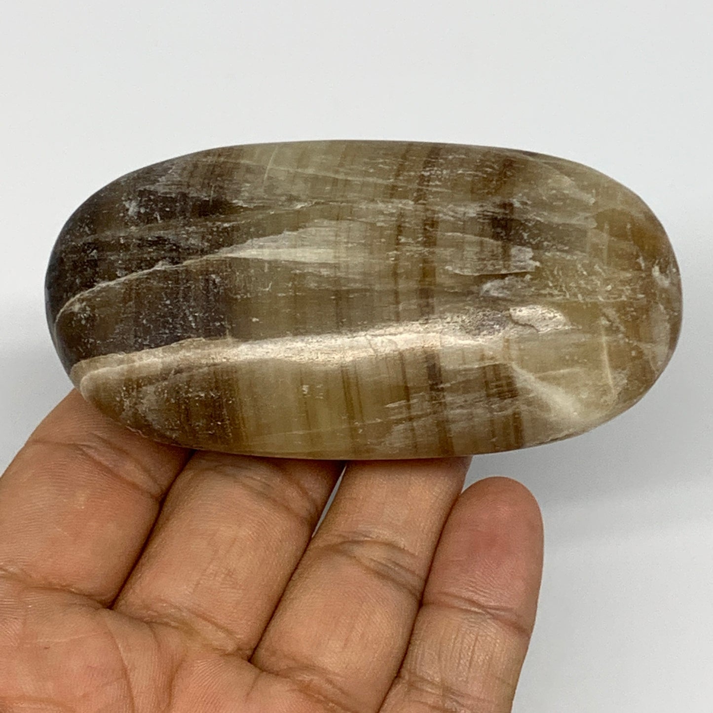 161.9g, 3.3"x1.7"x1", Honey Calcite Palm-Stone Reiki @Afghanistan, B14893