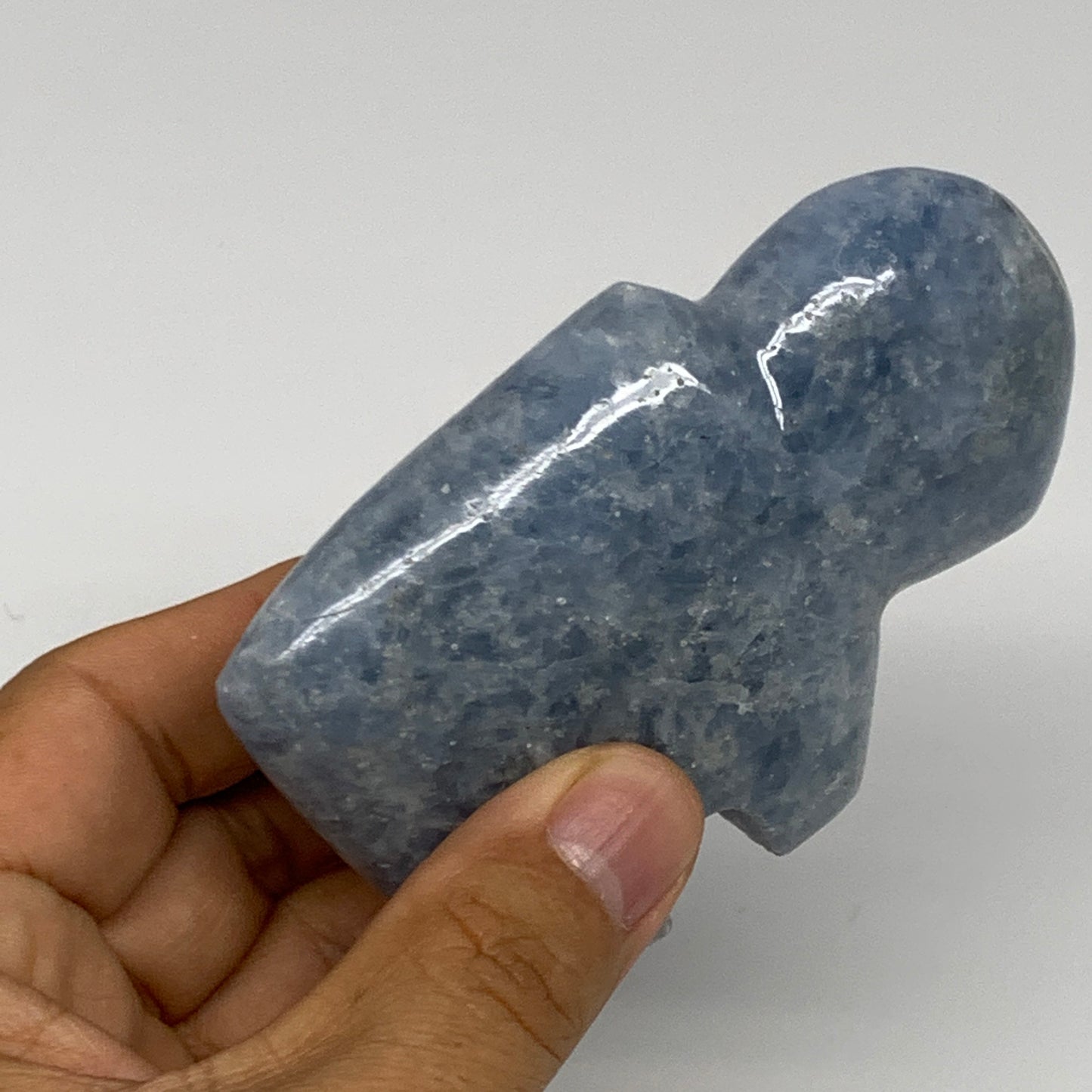 208.9g, 3.5"x2.4"x1" Natural Blue Calcite Buffalo Polished @Madagascar,B22876