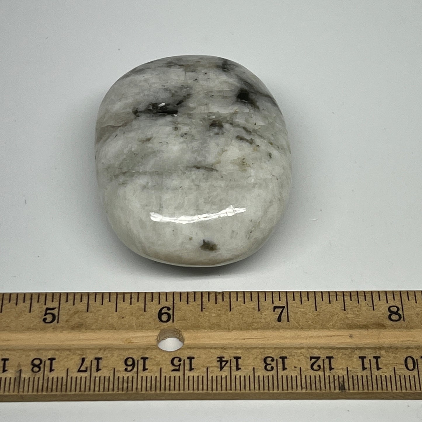 110.3g,2.4"x1.8"x1", Rainbow Moonstone Palm-Stone Polished from India, B21241