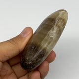 161.9g, 3.3"x1.7"x1", Honey Calcite Palm-Stone Reiki @Afghanistan, B14893