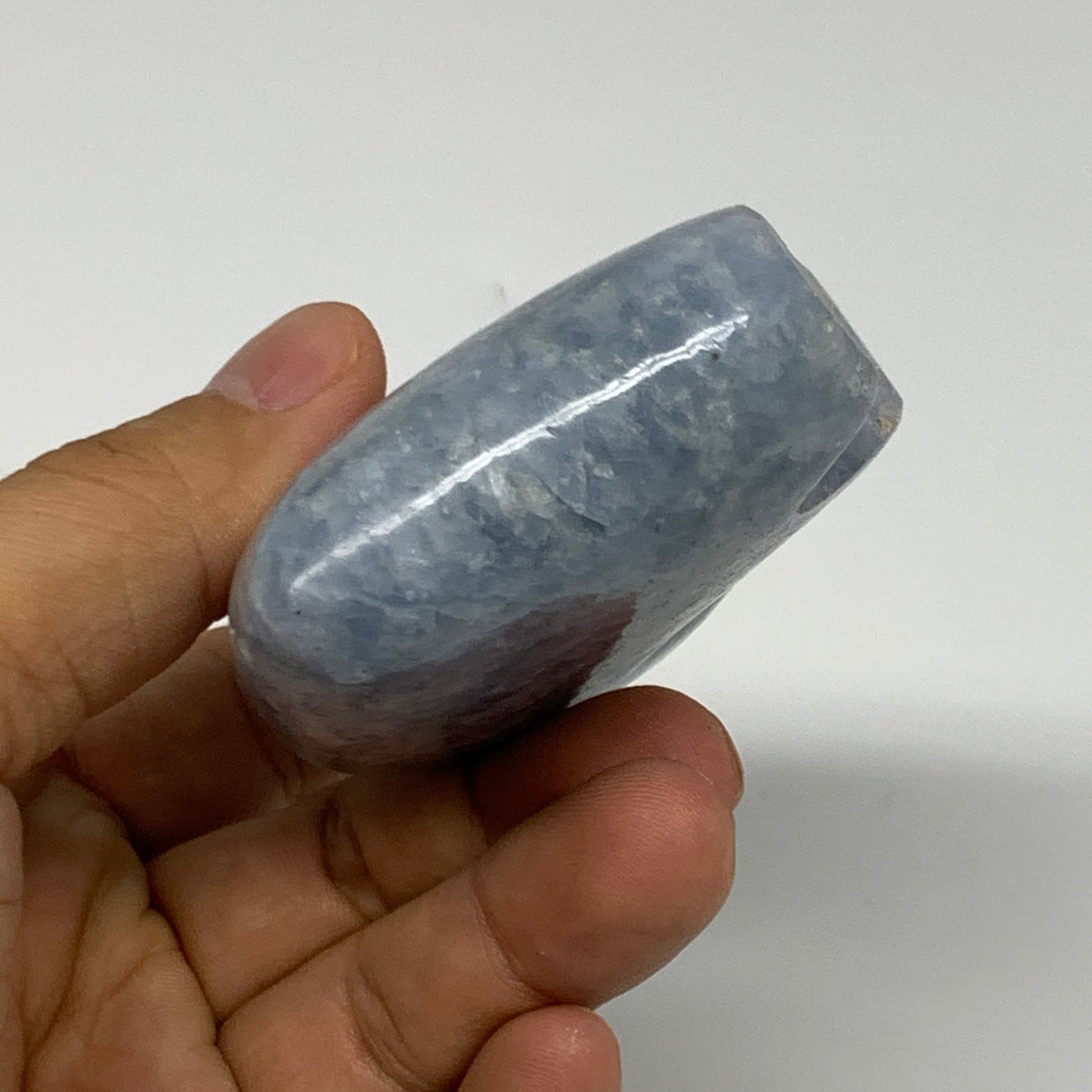208.9g, 3.5"x2.4"x1" Natural Blue Calcite Buffalo Polished @Madagascar,B22876