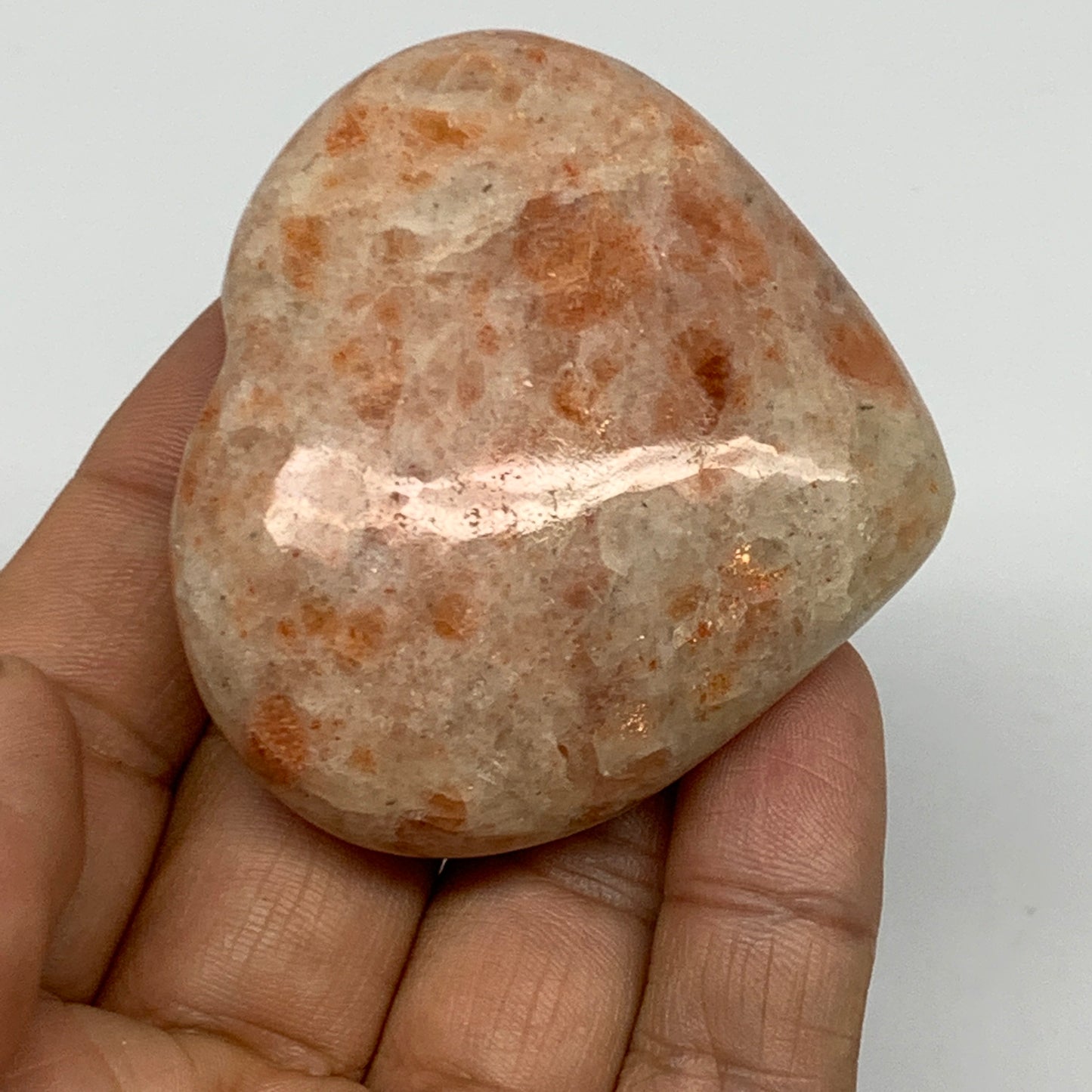 86.9g, 2"x2.3"x0.8" Natural Sunstone Heart Small Polished Healing Crystal,B22075