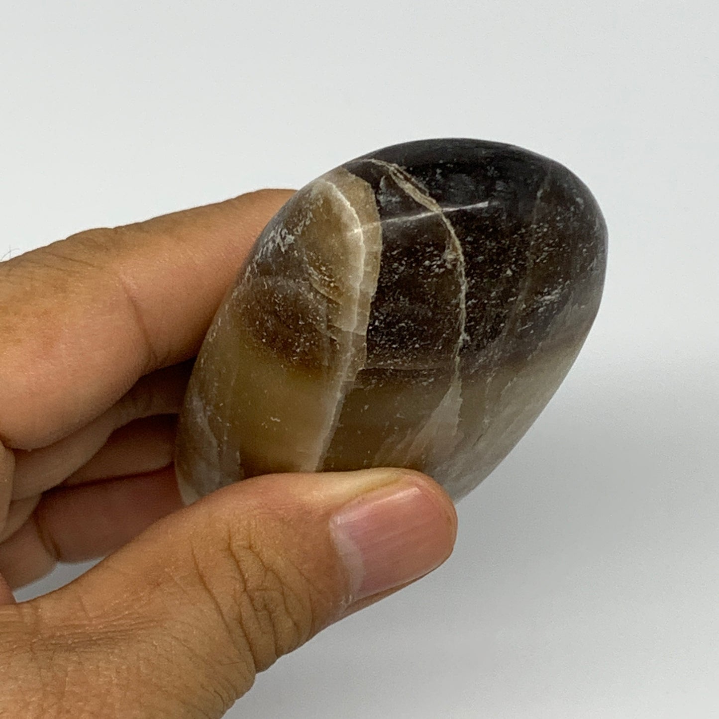 161.9g, 3.3"x1.7"x1", Honey Calcite Palm-Stone Reiki @Afghanistan, B14893