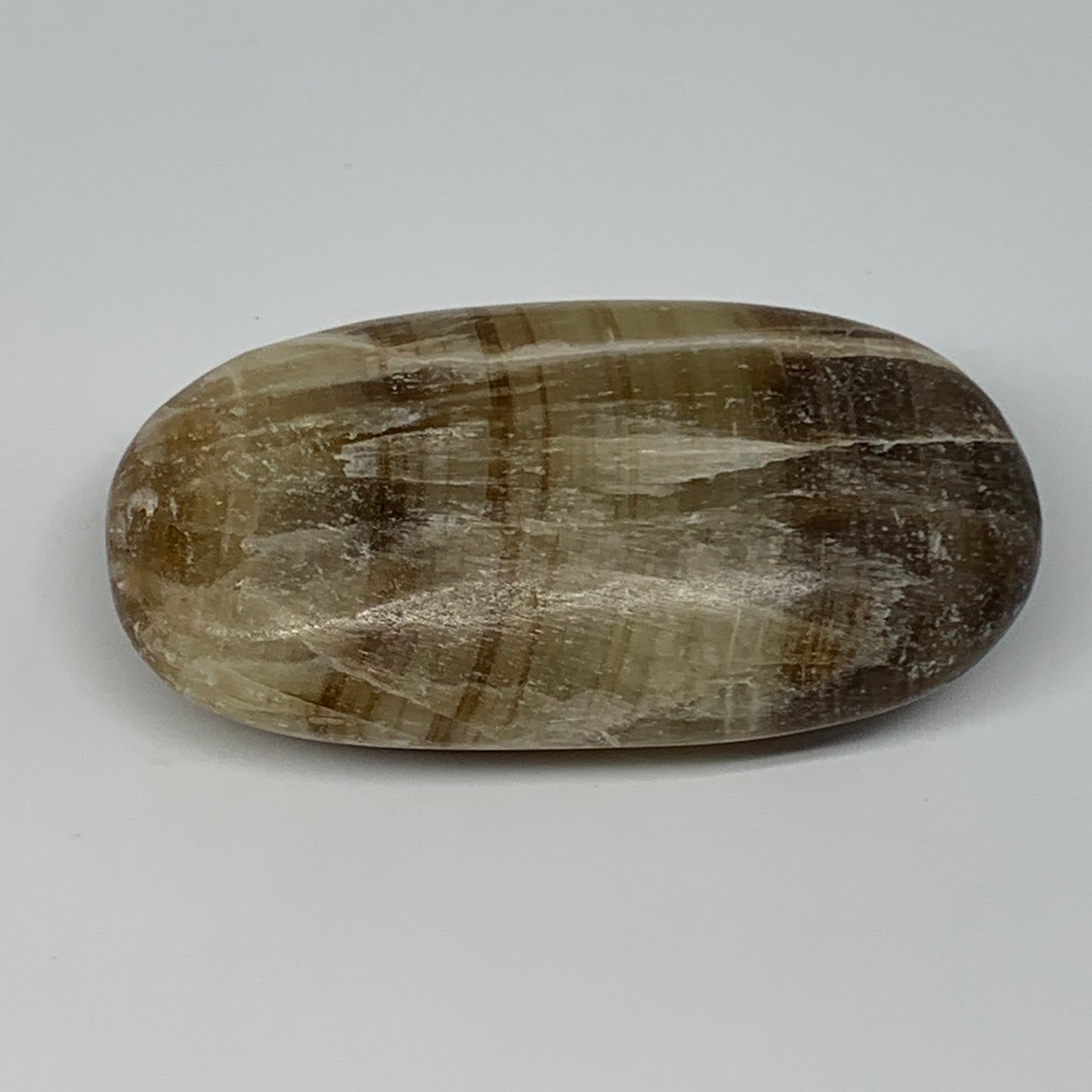 161.9g, 3.3"x1.7"x1", Honey Calcite Palm-Stone Reiki @Afghanistan, B14893