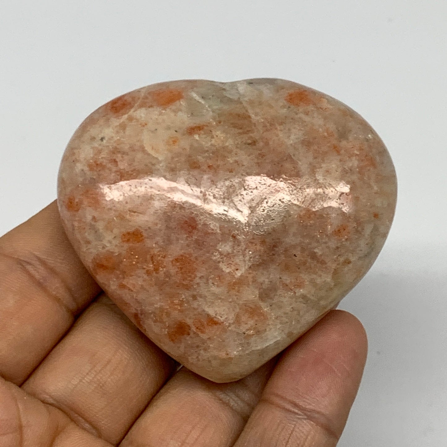 86.9g, 2"x2.3"x0.8" Natural Sunstone Heart Small Polished Healing Crystal,B22075
