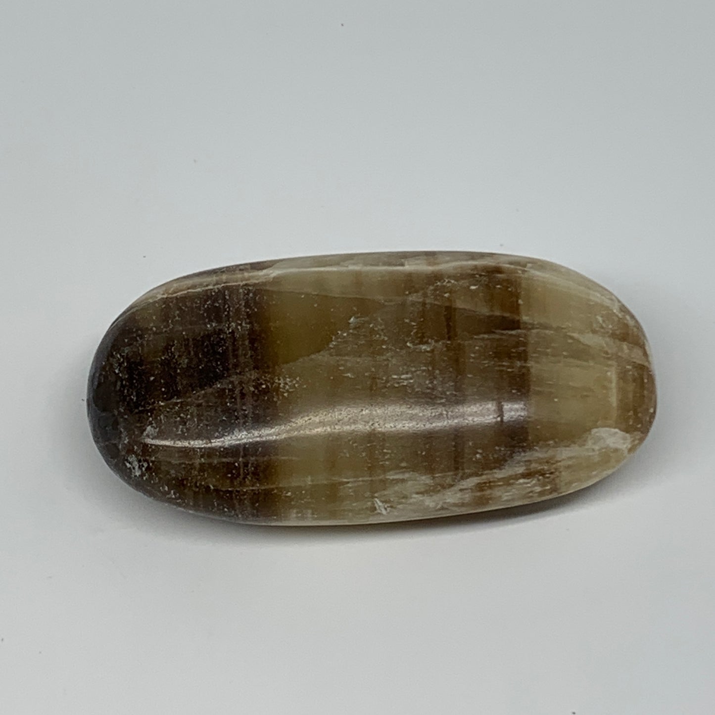 161.9g, 3.3"x1.7"x1", Honey Calcite Palm-Stone Reiki @Afghanistan, B14893