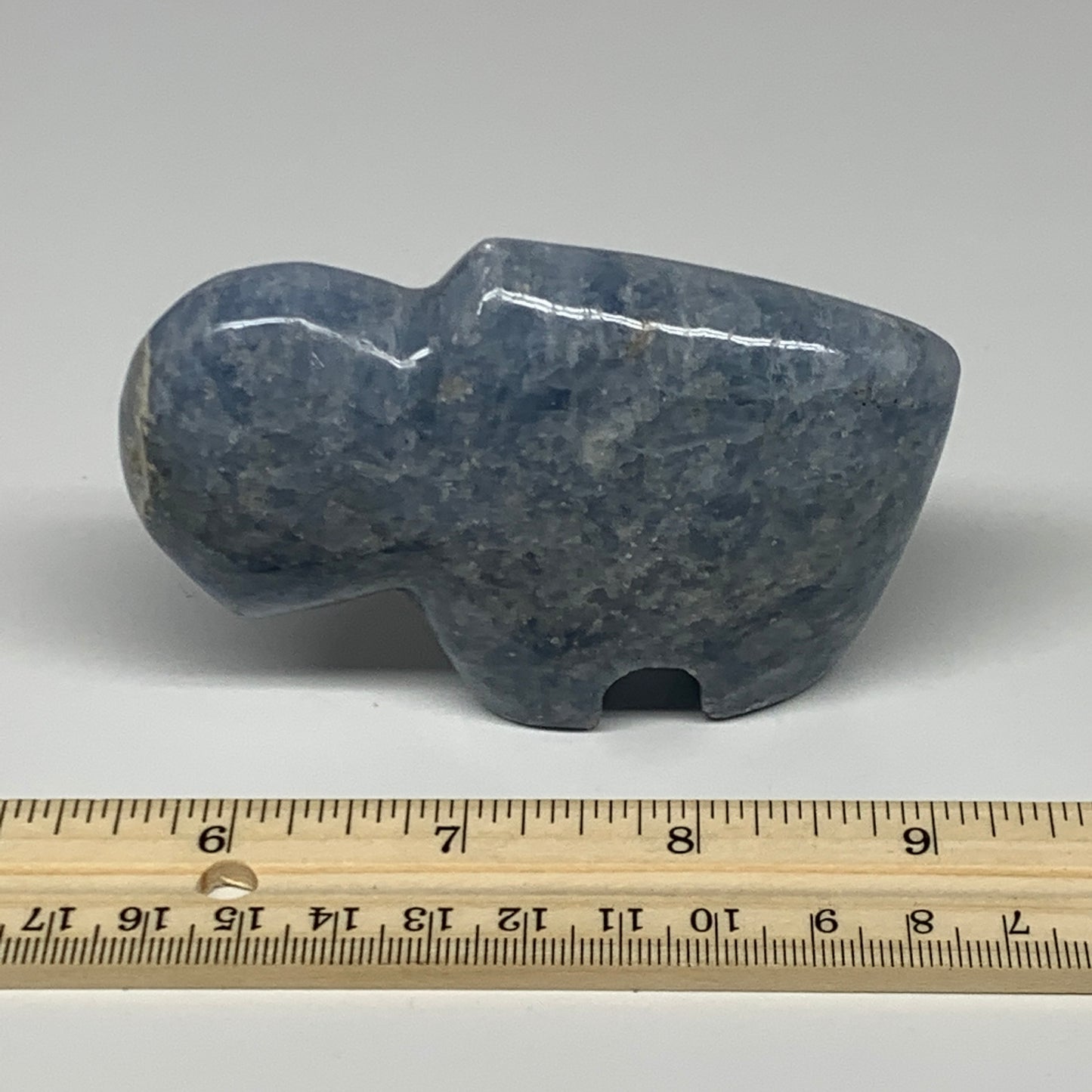 208.9g, 3.5"x2.4"x1" Natural Blue Calcite Buffalo Polished @Madagascar,B22876