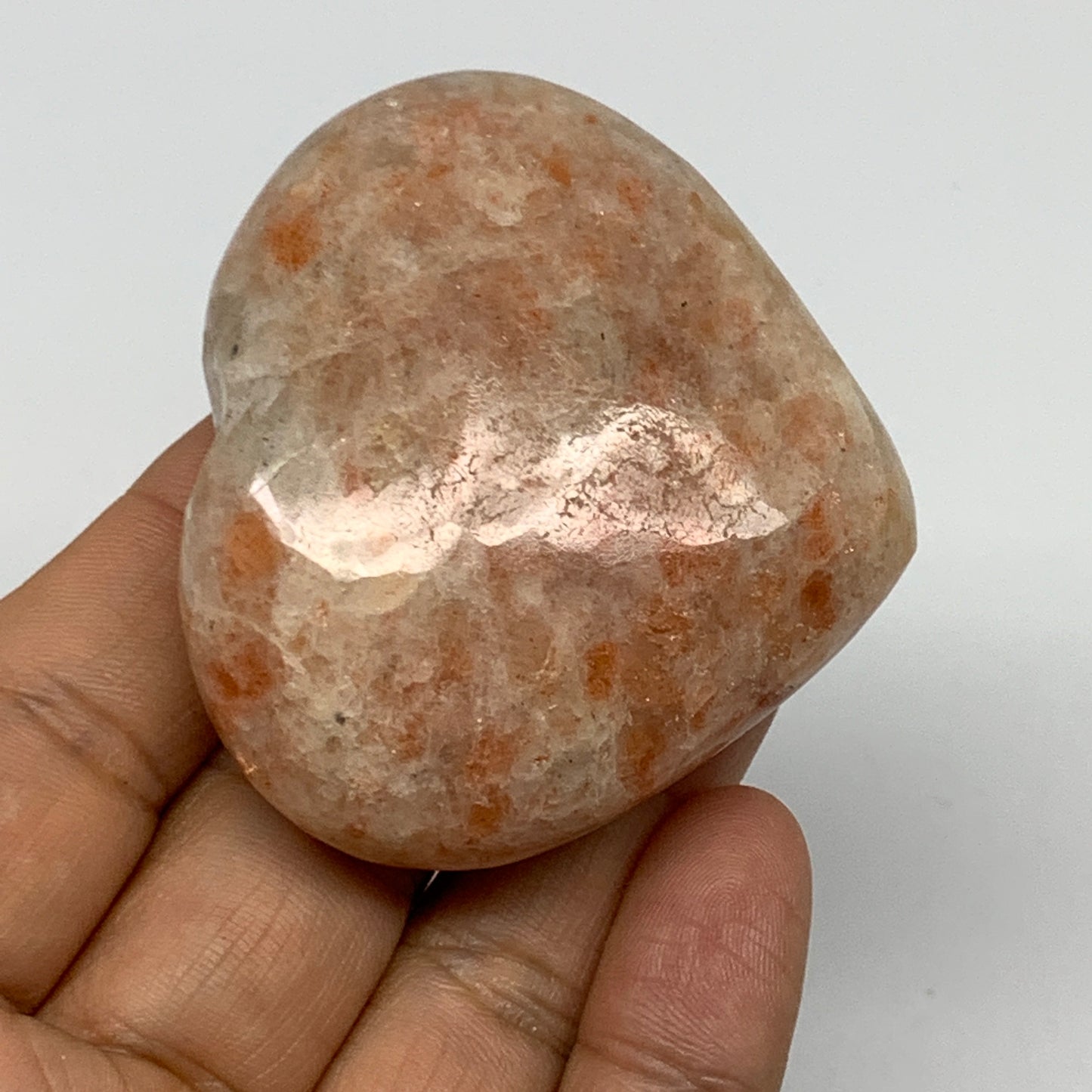 86.9g, 2"x2.3"x0.8" Natural Sunstone Heart Small Polished Healing Crystal,B22075