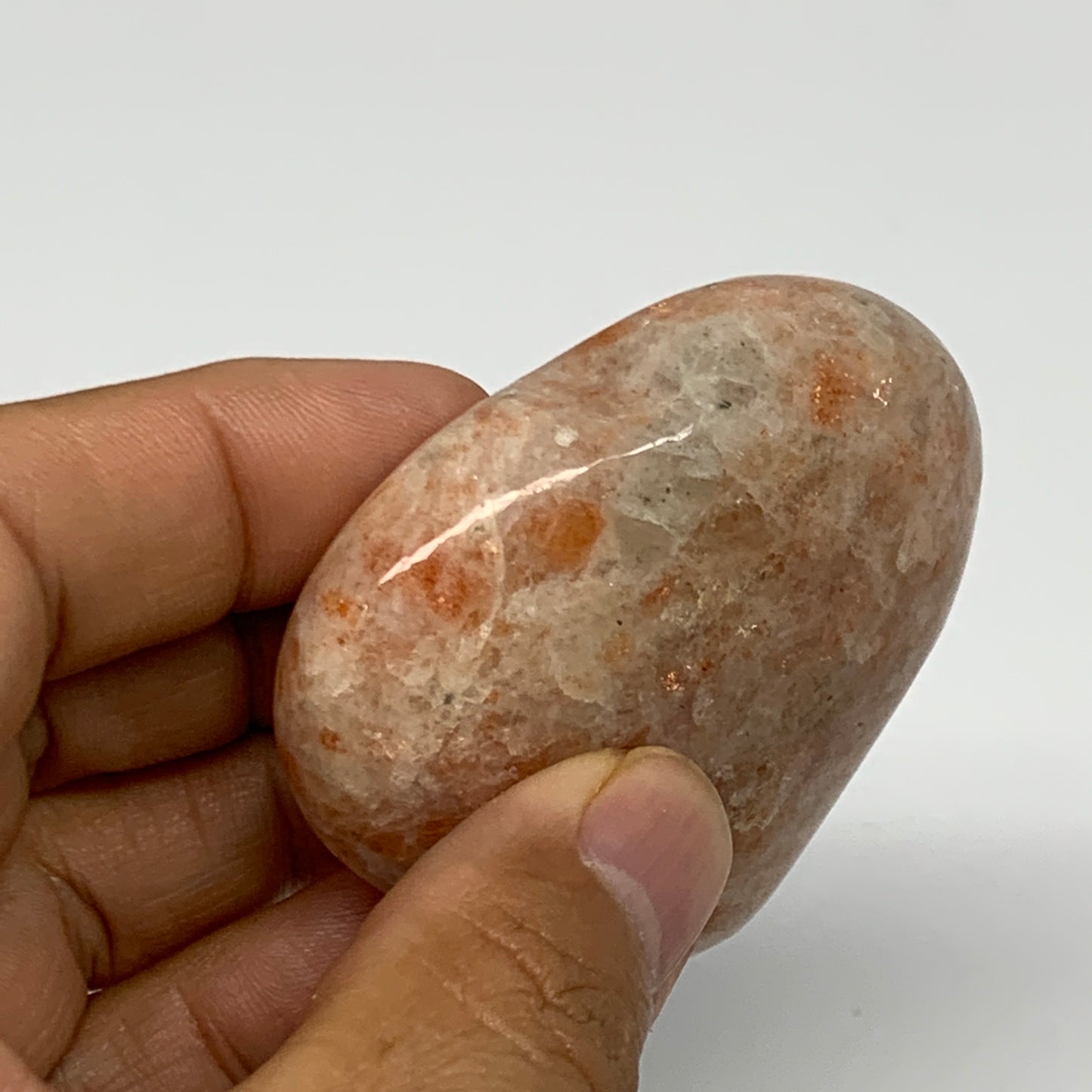86.9g, 2"x2.3"x0.8" Natural Sunstone Heart Small Polished Healing Crystal,B22075