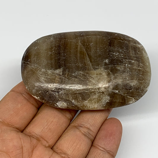 128g, 3"x2"x0.8", Honey Calcite Palm-Stone Reiki @Afghanistan, B14894