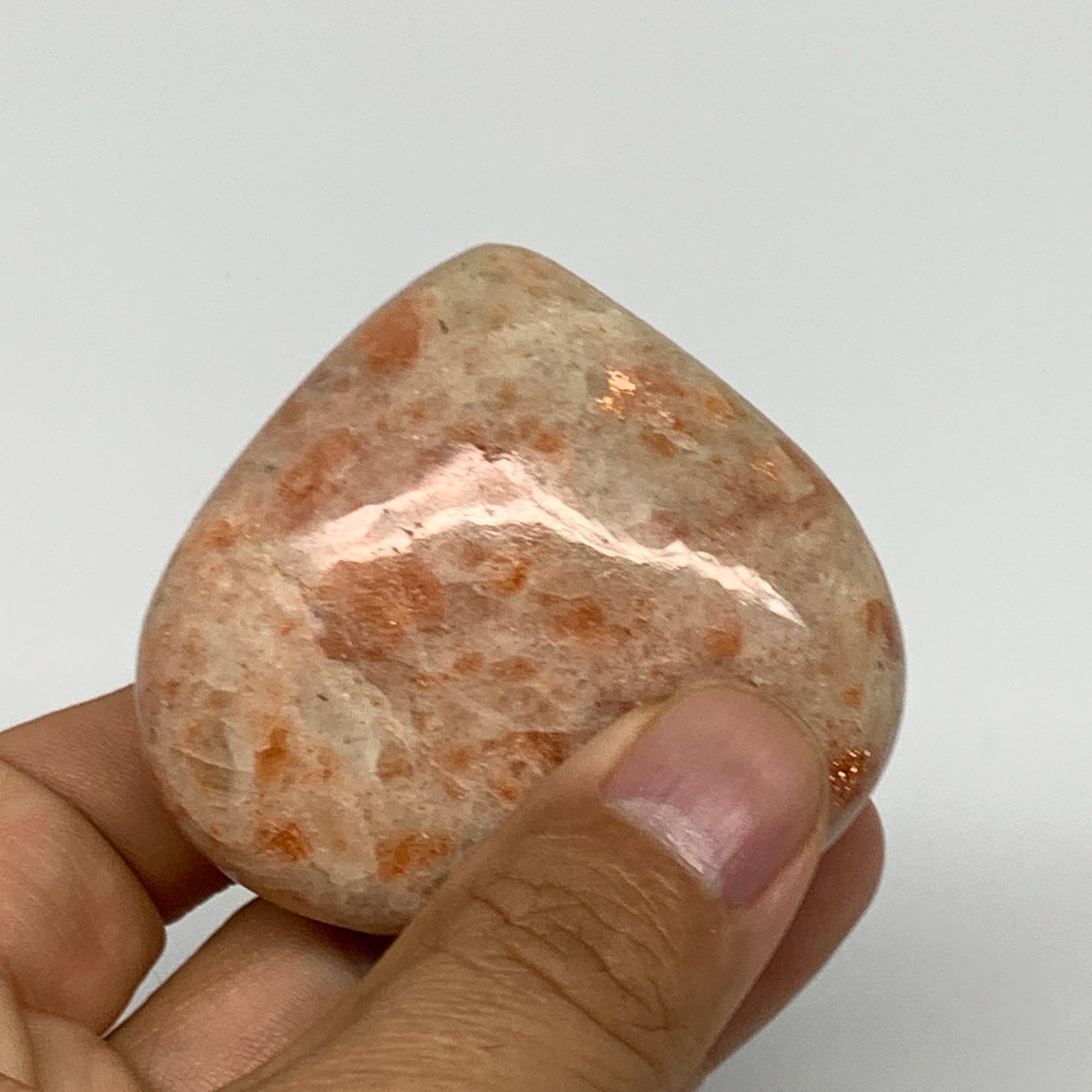 86.9g, 2"x2.3"x0.8" Natural Sunstone Heart Small Polished Healing Crystal,B22075