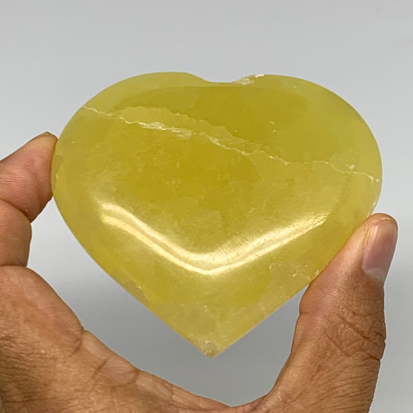 187.4g, 2.7"x3"x1" Lemon Calcite Heart Crystal Gemstones @Afghanistan,B26846