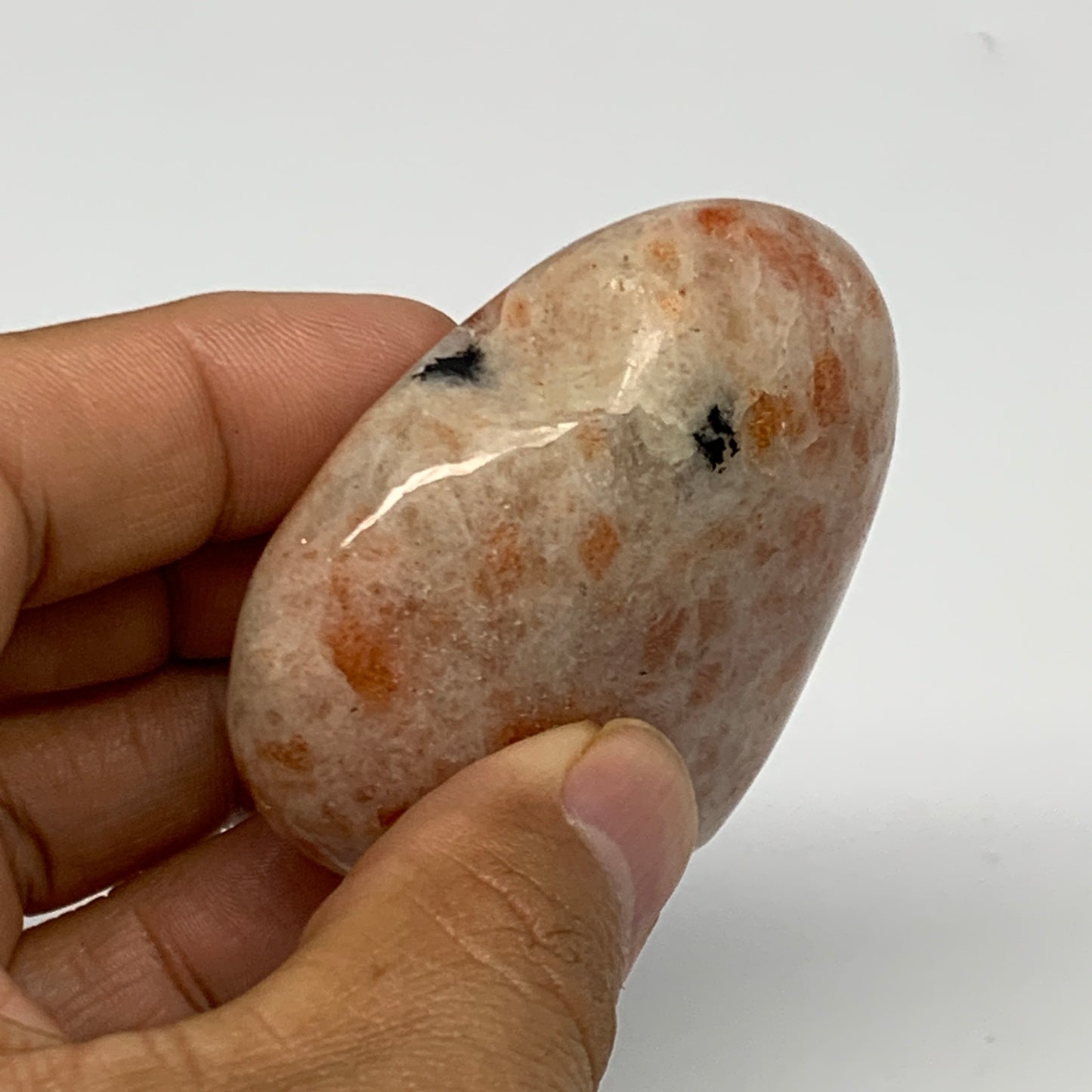 97.4g, 2.2"x2.3"x0.9" Natural Sunstone Heart Small Polished Healing Crystal,B220