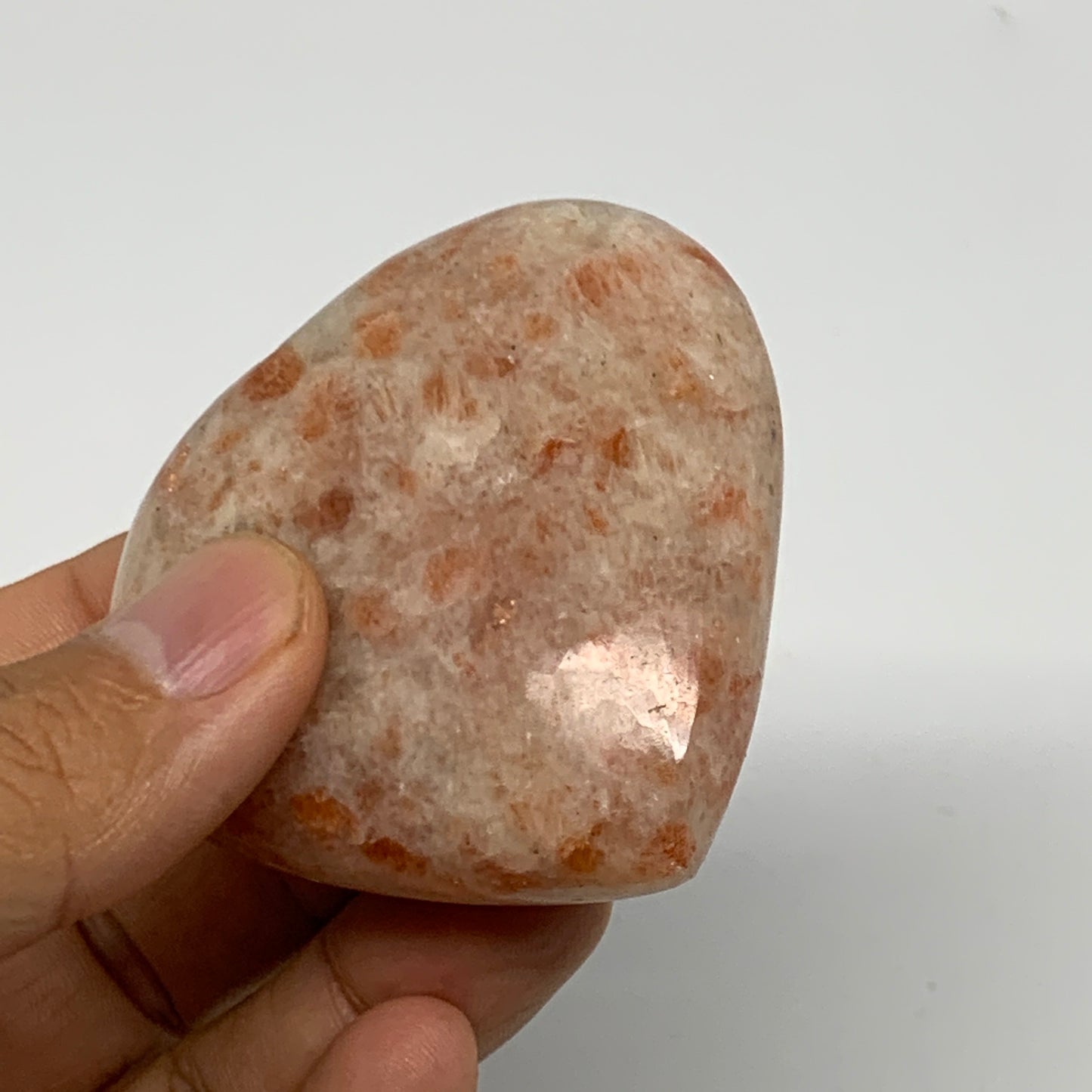 97.4g, 2.2"x2.3"x0.9" Natural Sunstone Heart Small Polished Healing Crystal,B220