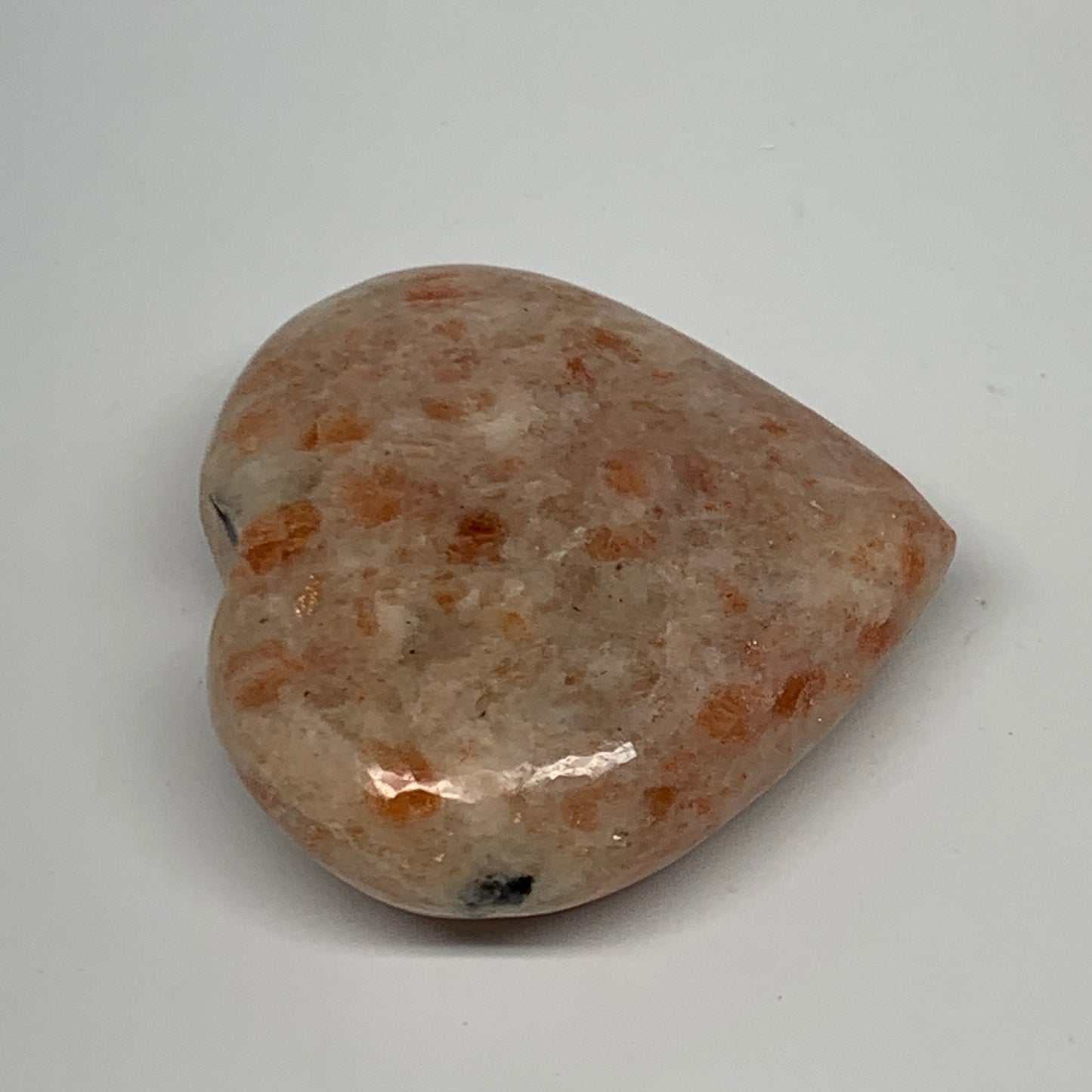 97.4g, 2.2"x2.3"x0.9" Natural Sunstone Heart Small Polished Healing Crystal,B220