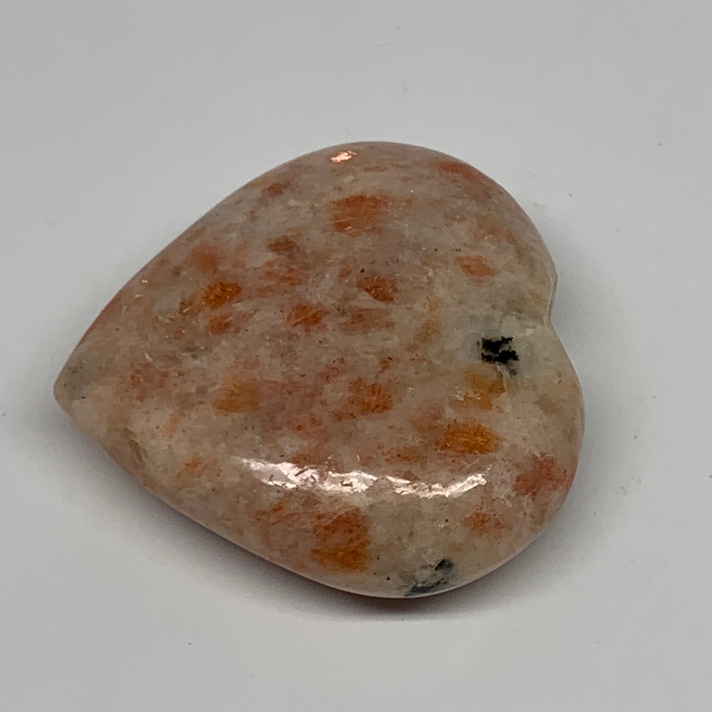 97.4g, 2.2"x2.3"x0.9" Natural Sunstone Heart Small Polished Healing Crystal,B220