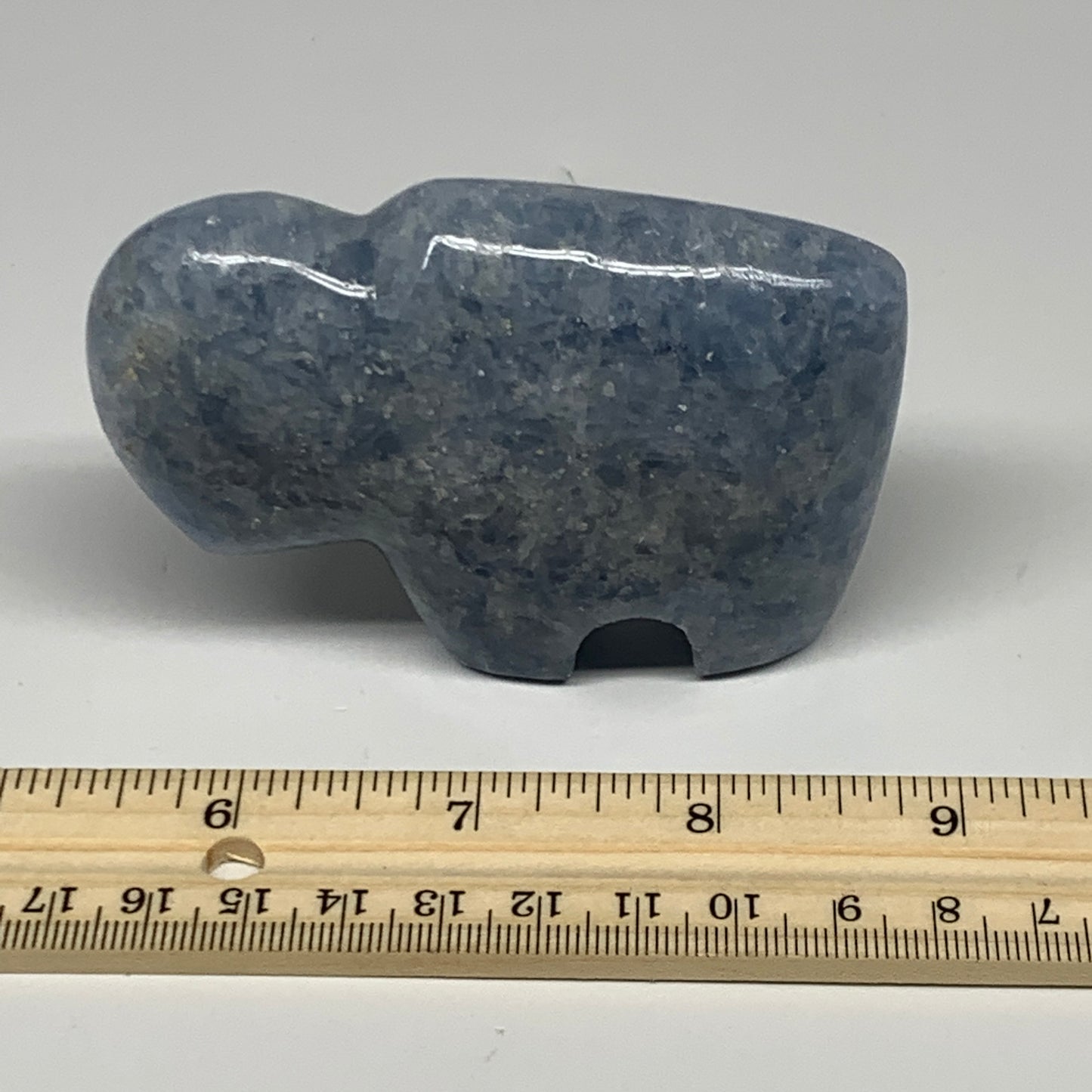 217.7g, 3.4"x2.4"x1" Natural Blue Calcite Buffalo Polished @Madagascar,B22878