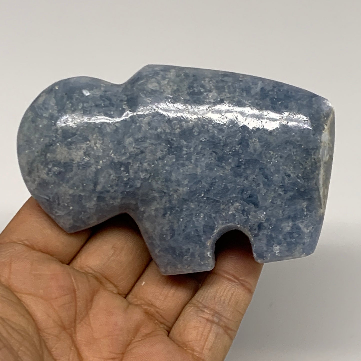 210.3g, 3.6"x2.4"x1" Natural Blue Calcite Buffalo Polished @Madagascar,B22879