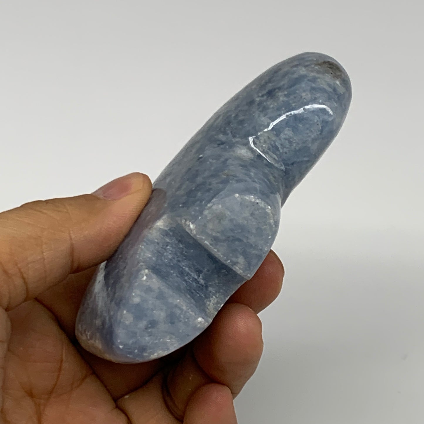 210.3g, 3.6"x2.4"x1" Natural Blue Calcite Buffalo Polished @Madagascar,B22879