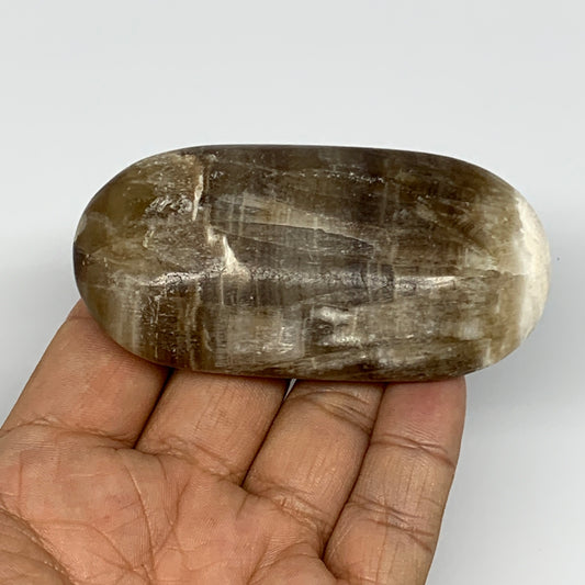 119.3g, 3.2"x1.6"x0.8", Honey Calcite Palm-Stone Reiki @Afghanistan, B14896