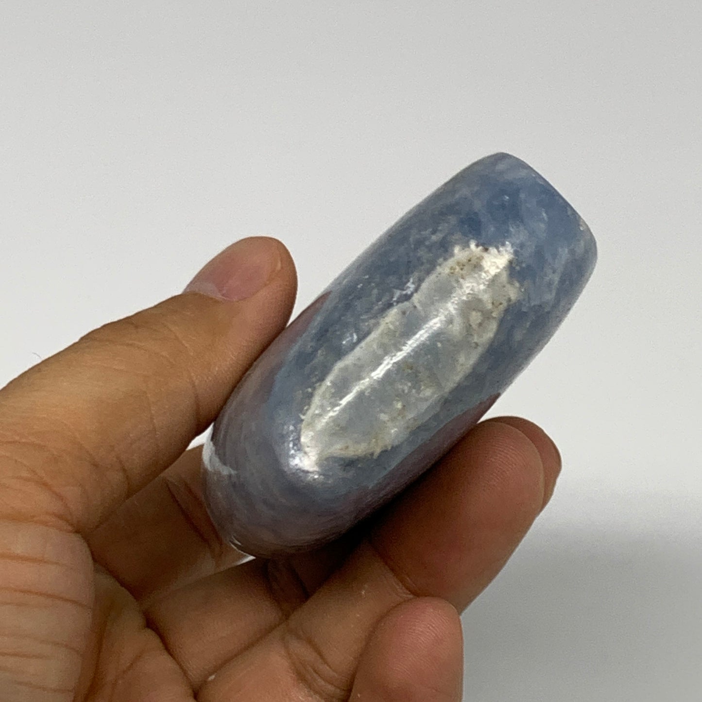 210.3g, 3.6"x2.4"x1" Natural Blue Calcite Buffalo Polished @Madagascar,B22879