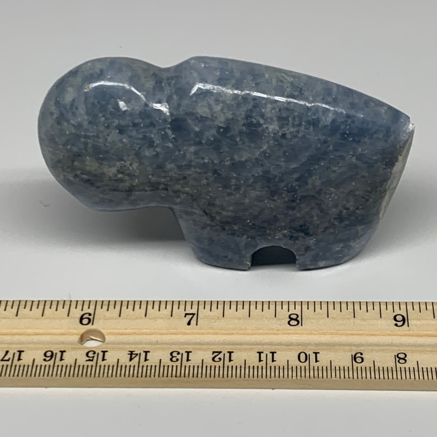 210.3g, 3.6"x2.4"x1" Natural Blue Calcite Buffalo Polished @Madagascar,B22879