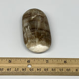 119.3g, 3.2"x1.6"x0.8", Honey Calcite Palm-Stone Reiki @Afghanistan, B14896