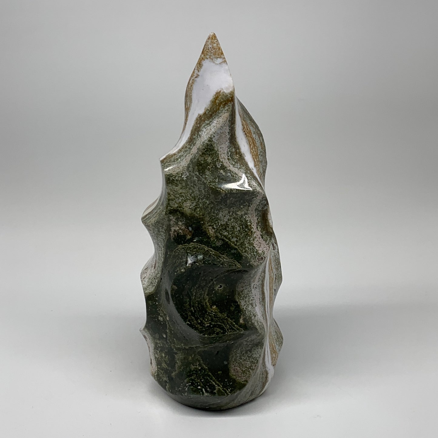 1750g, 9"x3.5"x3.3", Natural Ocean Jasper Flame Gemstones Reiki Tool, B6230