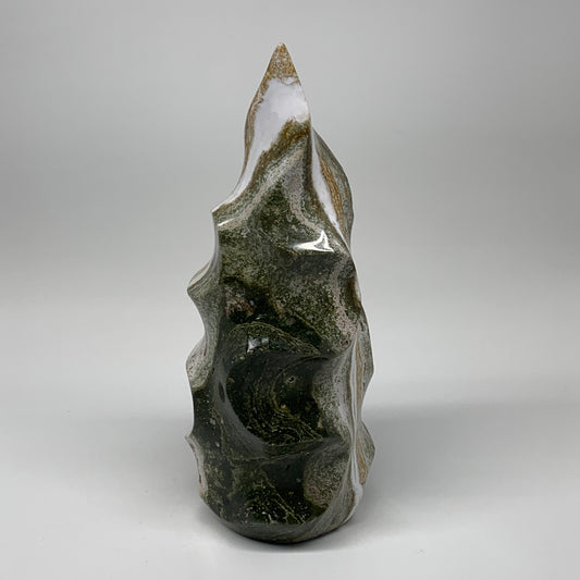 1750g, 9"x3.5"x3.3", Natural Ocean Jasper Flame Gemstones Reiki Tool, B6230