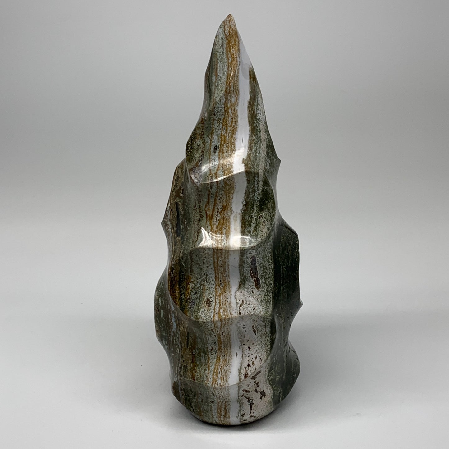 1750g, 9"x3.5"x3.3", Natural Ocean Jasper Flame Gemstones Reiki Tool, B6230